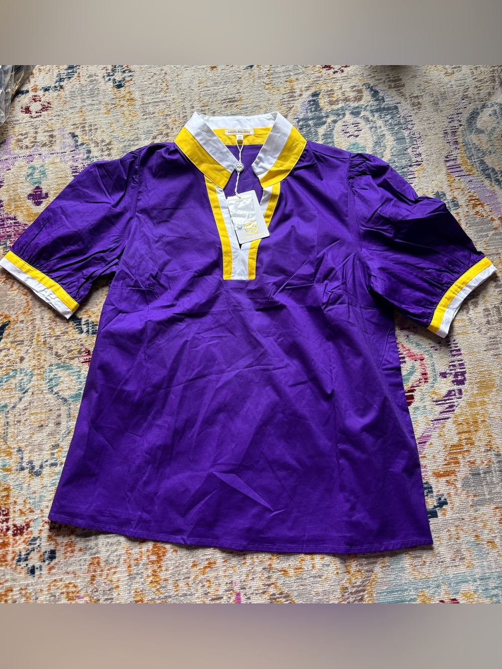 Mary Square Tricia Top Purple/Gold - Picture 6 of 7